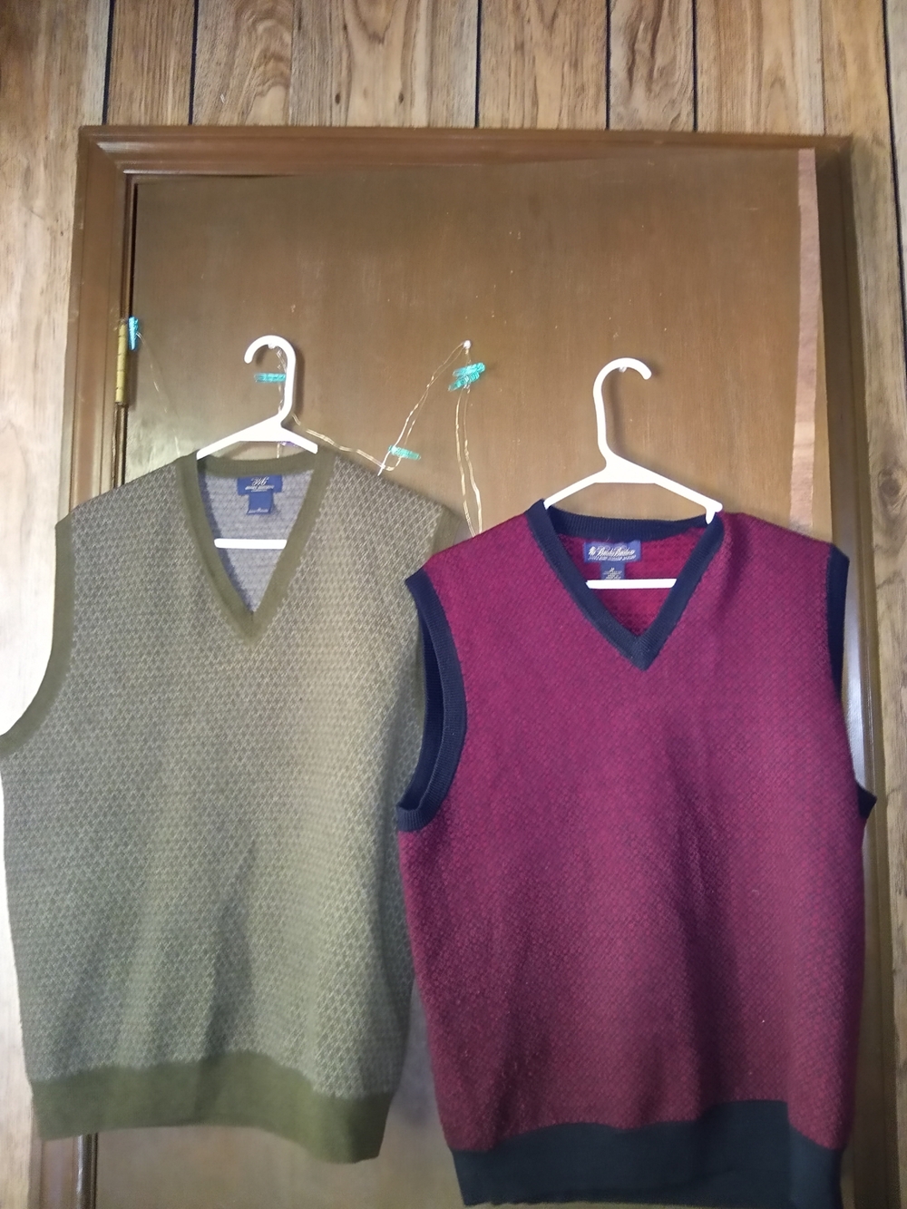 Brooks Brothers Olive and Burgundy V-Neck Sweater Vests